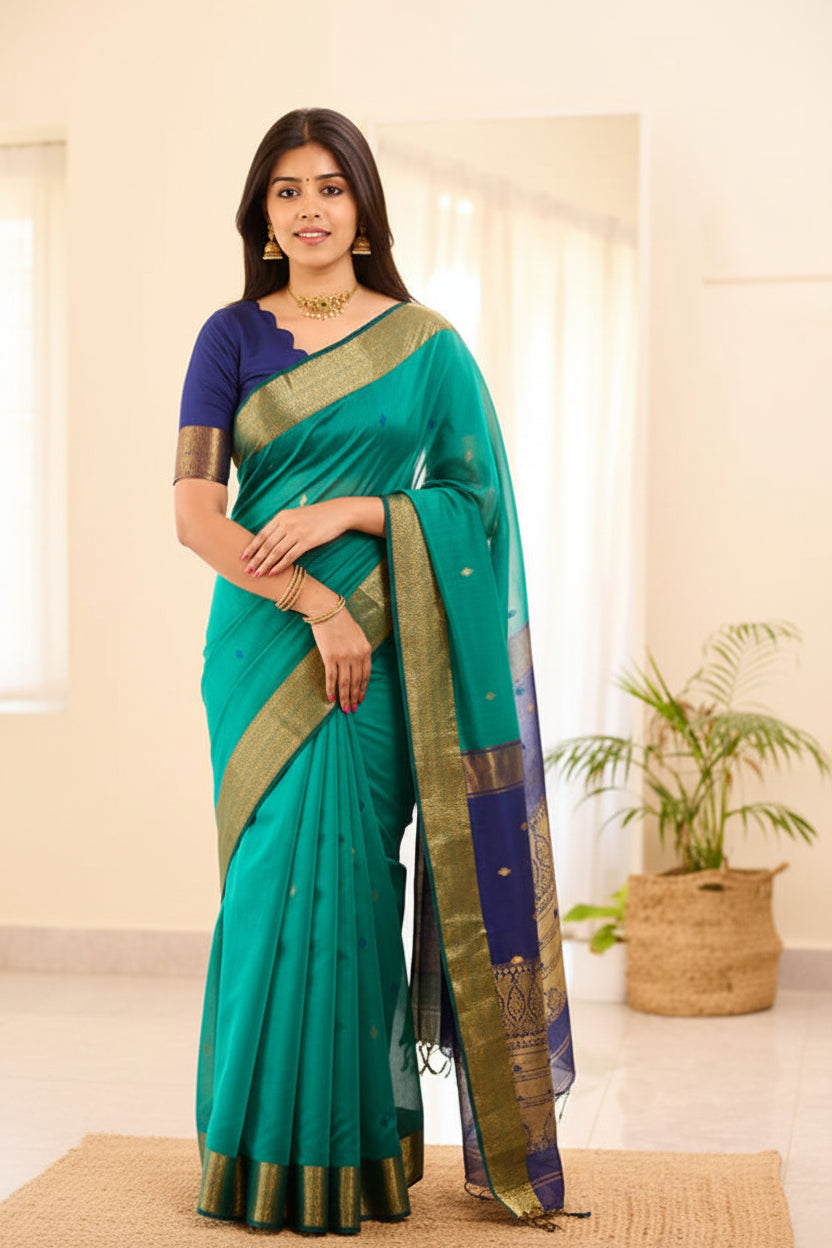 Maheshwari Silk Handloom Cotton Saree