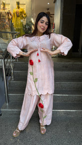 Blush Pink Embroidered Farshi Salwar Kurta Co-Ord Set