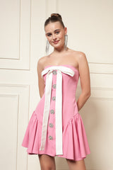 Blush Pink Strapless Mini Dress