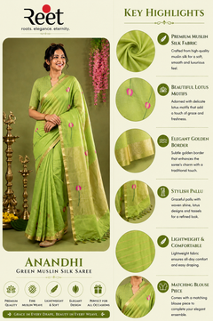 Anandhi Green Muslin Silk Saree
