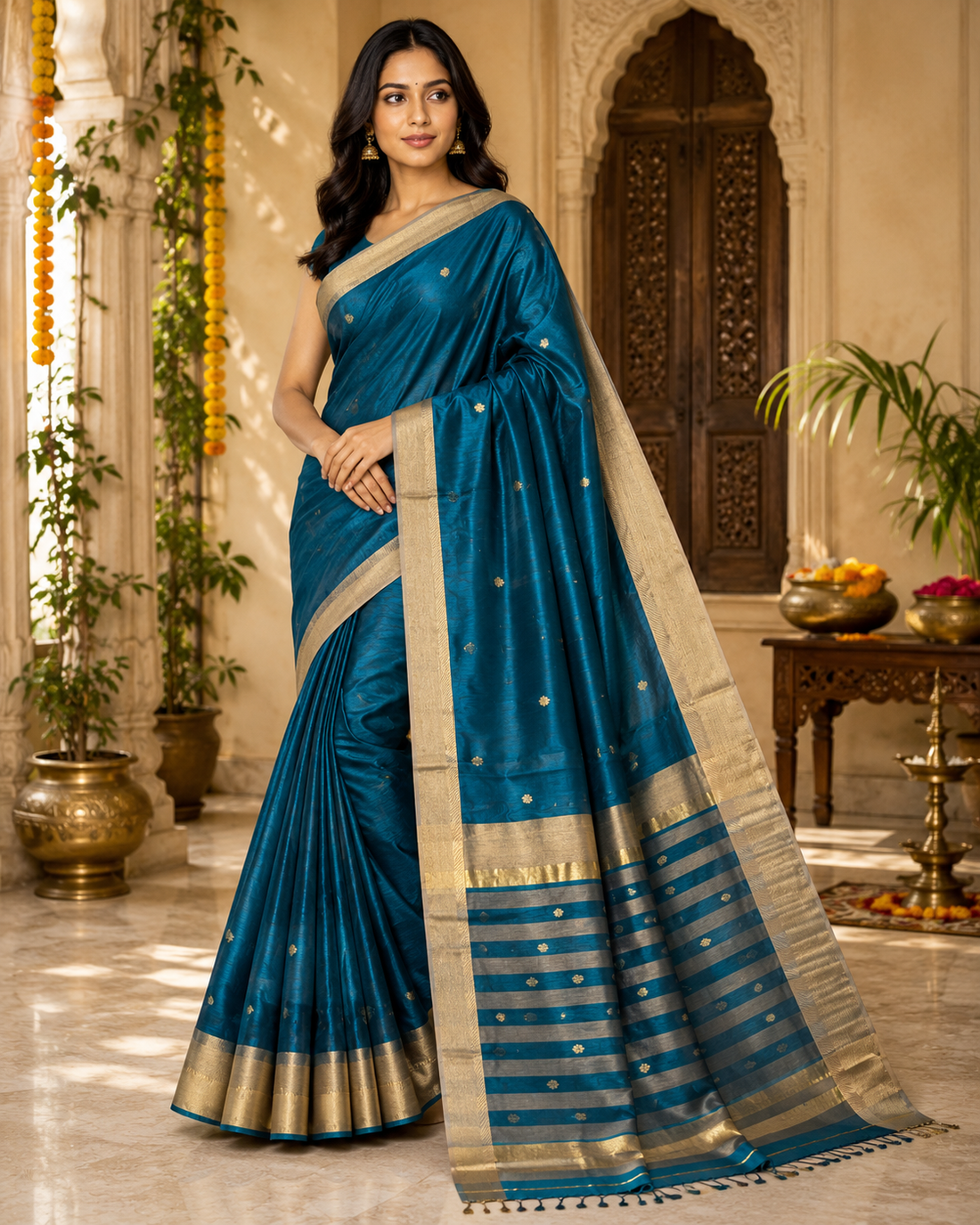 Nayantara Maheshwari Kali Border Buti Saree