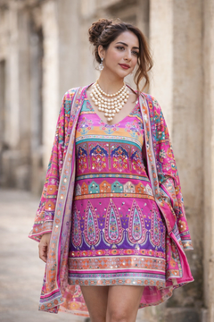 Rangrez Leher Dress & Shrug Setq