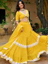 Yellow Organza Mirror Lehenga Set