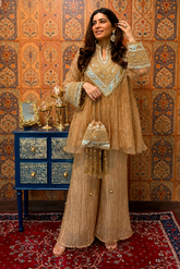 Golden Glow Crushed Tissue Peplum Set