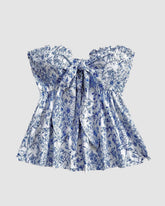 Ditsy Floral Print Knot Front Tube Top