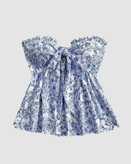 Ditsy Floral Print Knot Front Tube Top