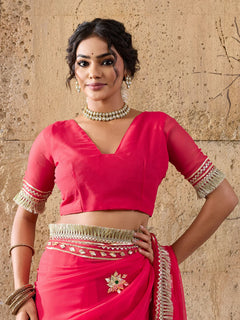 Pure Georgette Kaccha Gotapatti Work Traditional Saree