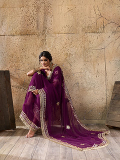 Pure Georgette Kaccha Gotapatti Work Traditional Saree