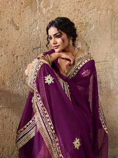 Pure Georgette Kaccha Gotapatti Work Traditional Saree