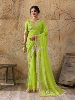 Pure Georgette Kaccha Gotapatti Work Traditional Saree
