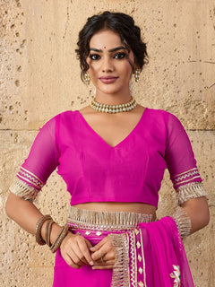 Pure Georgette Kaccha Gotapatti Work Traditional Saree