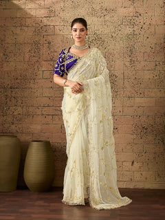 Chiffon Kaccha Gotapatti Work Party Wear Saree with Stitched Angi Blouse
