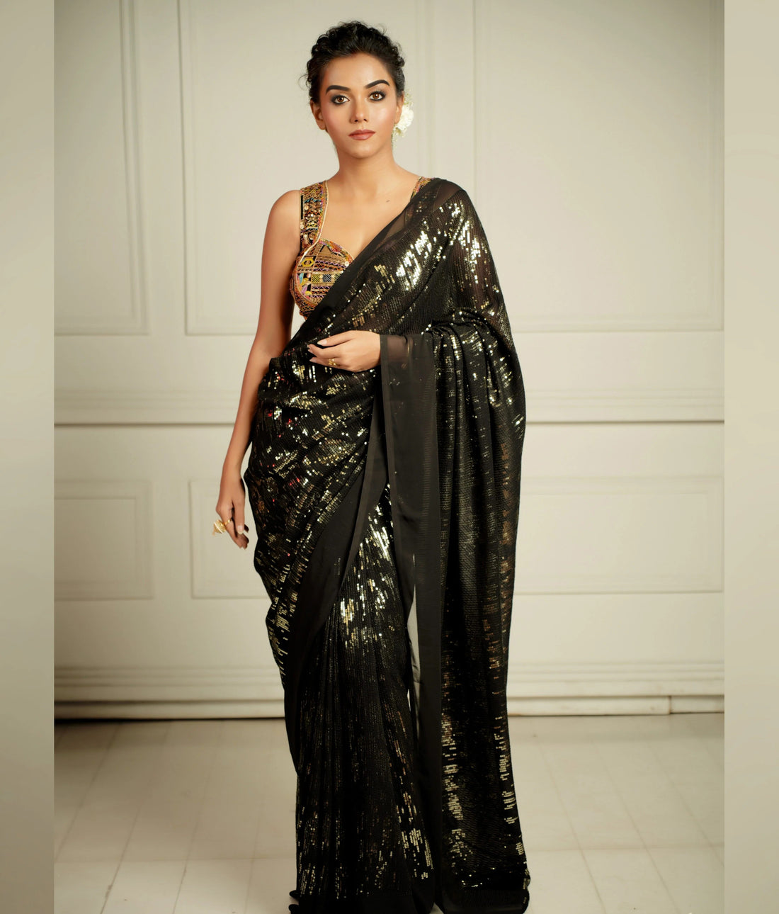 Black georgette saree with blouse