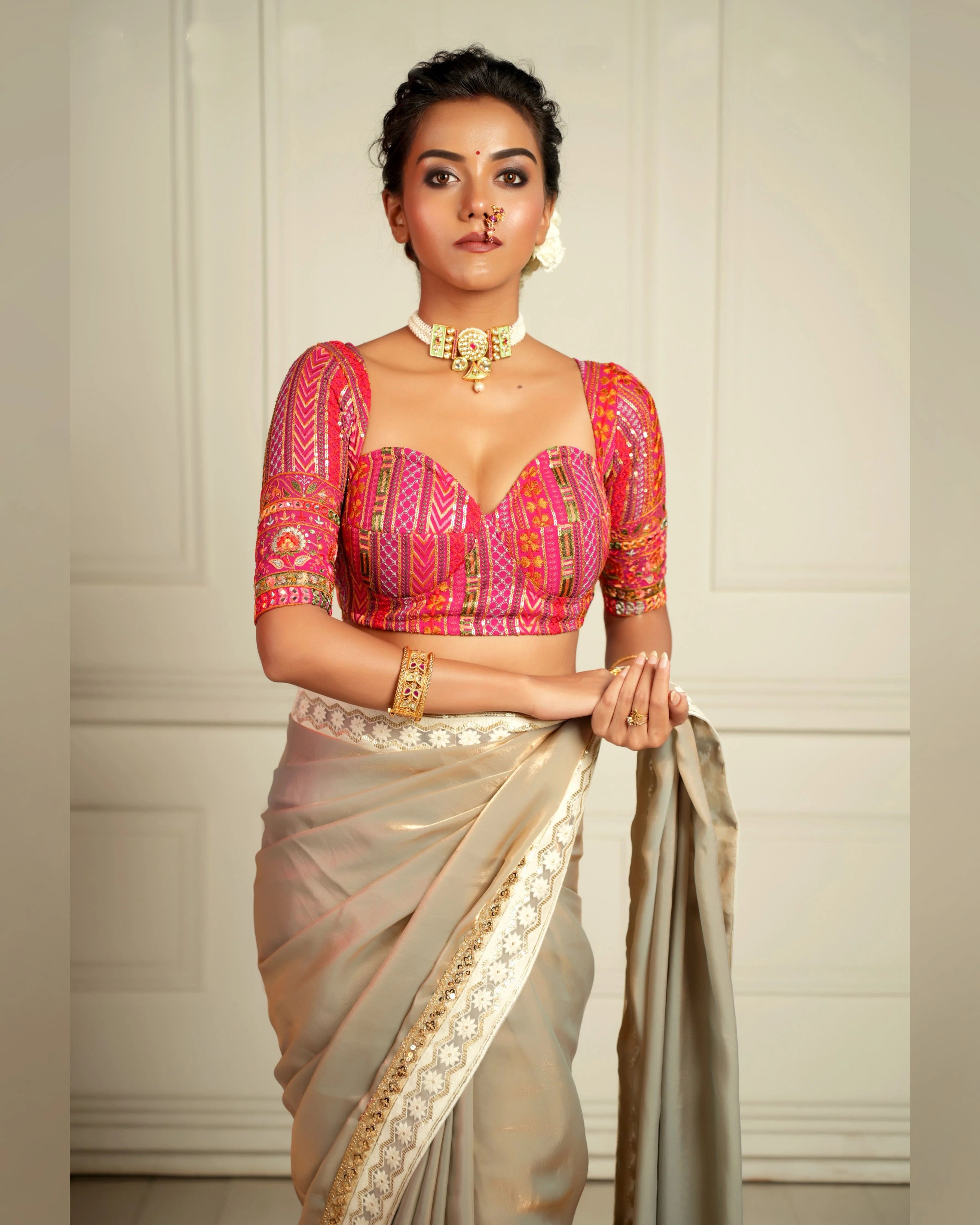 Dark pink georgette blouse