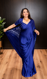 Amora Purple Satin Silk Saree with Gold Tissue Pallu