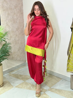 Zariya Lime Draped Co-ord Set