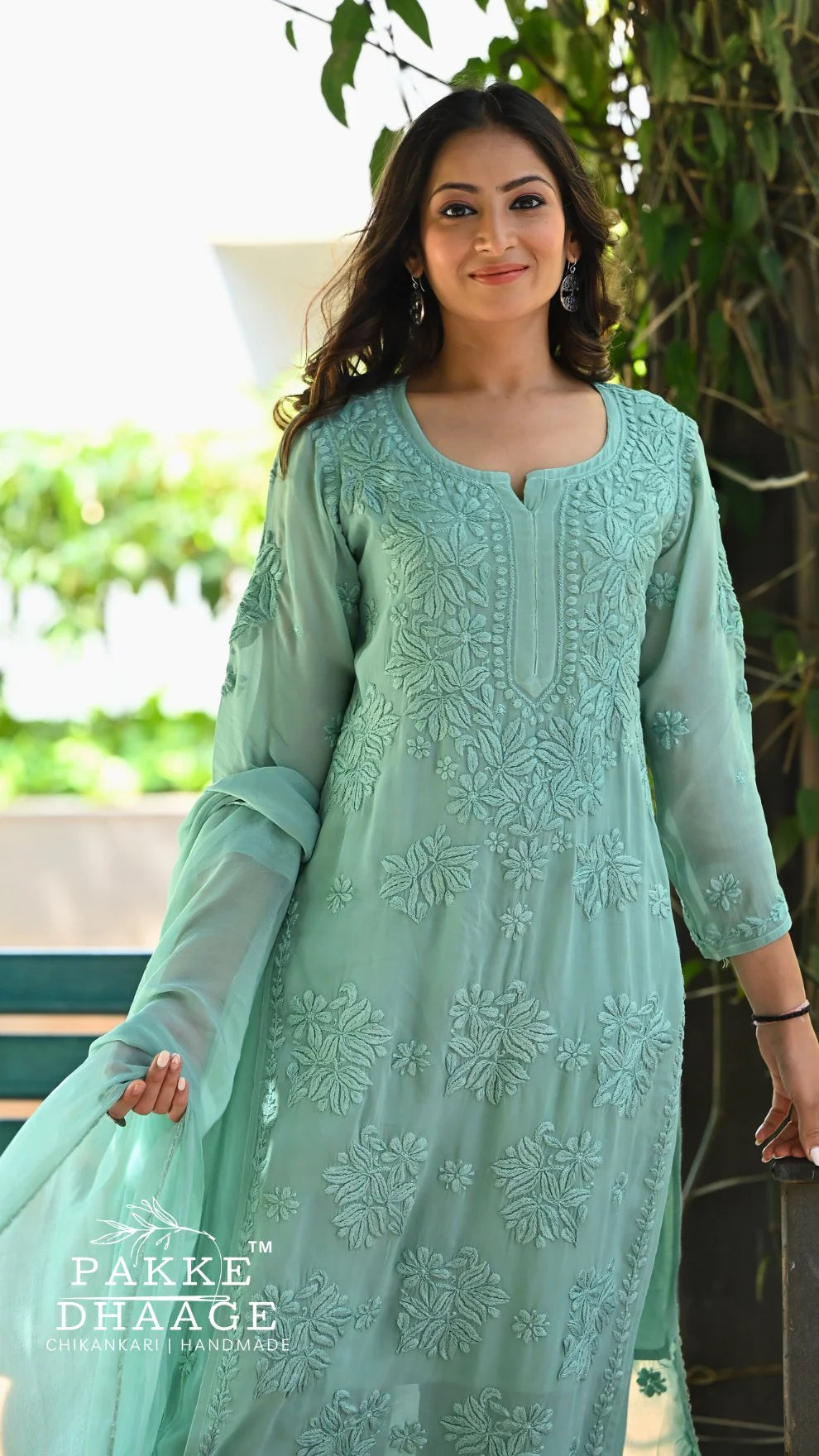 Noor Neelkamal Pure Viscose Chikankari 3D Kurta Set