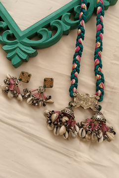 Noorva Teal Maroon Boho Necklace Set