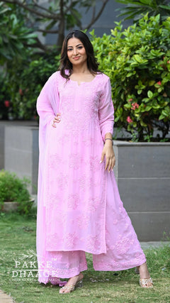 Noor Neelkamal Pure Viscose Chikankari 3D Kurta Set