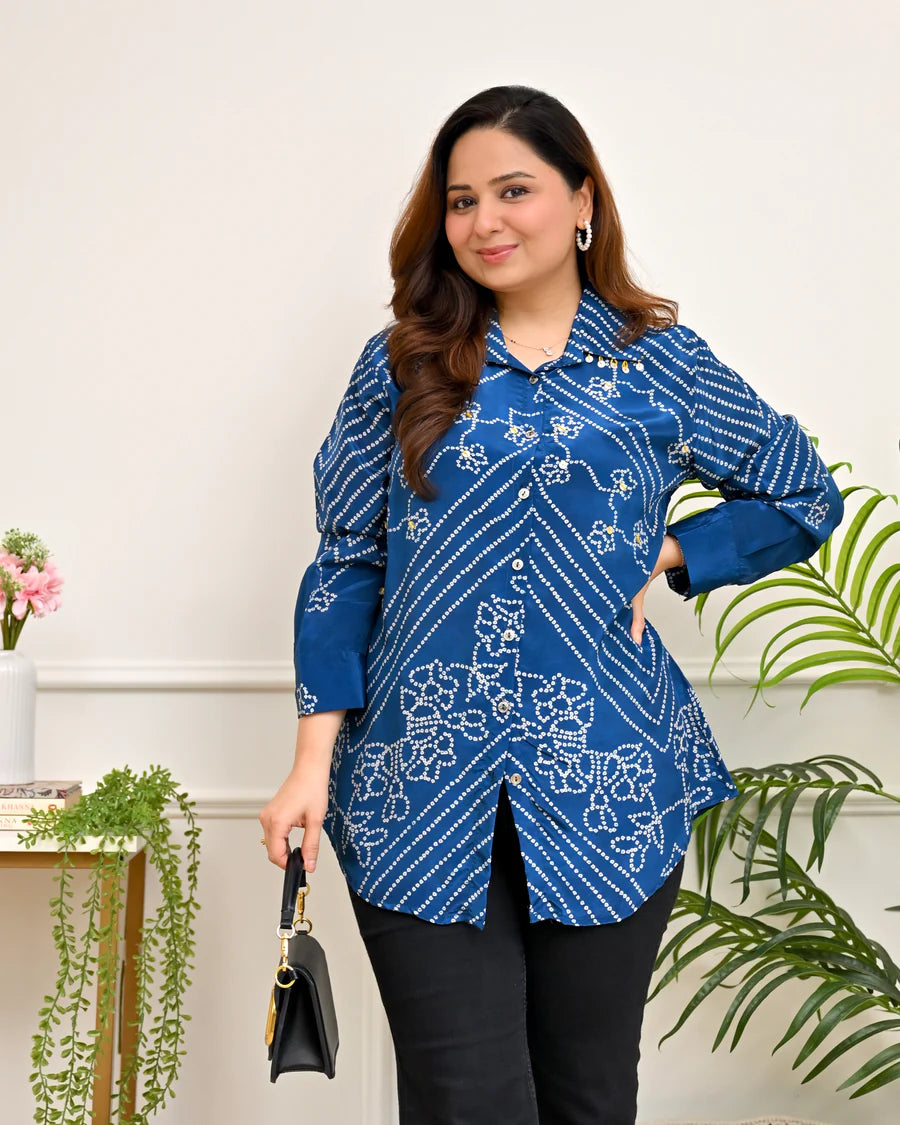 Noor Bandhej Crepe Shirt