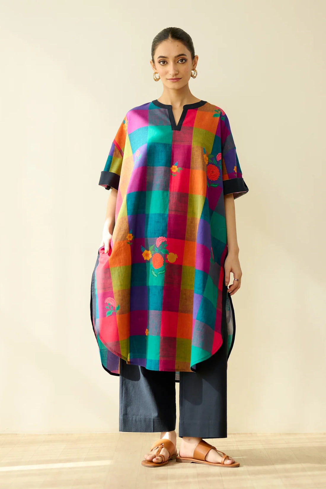 Rangrez Checkered Slub Cotton Co-Ord Set