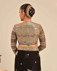Black Butter Metallic Saree with Retro Radiance Blouse