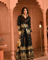 Cotton Rayon Black Mirror Blazer Set