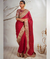 Gold sequin work saree