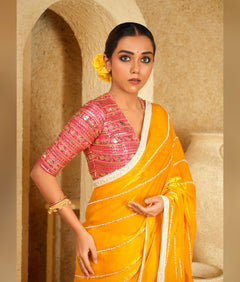 Yellow tissue saree