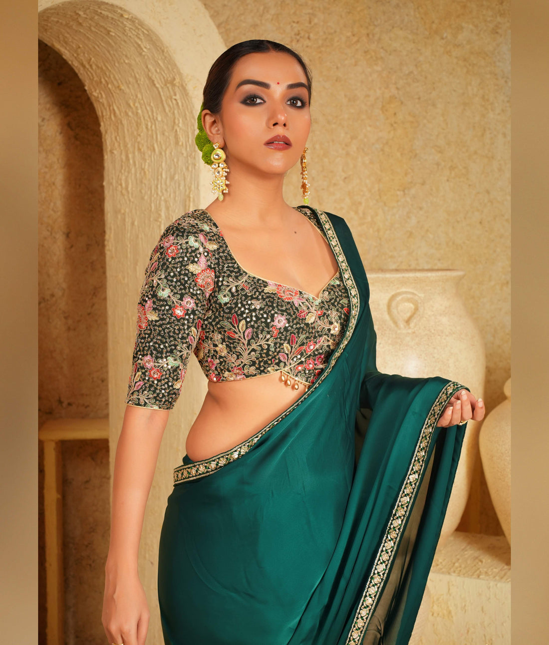Embroidered blouse with zari work