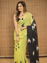 Yellow Pure Mul Cotton Saree