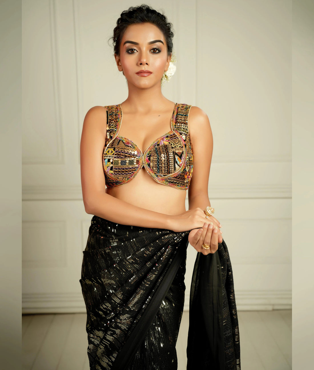 Georgette embroidery saree