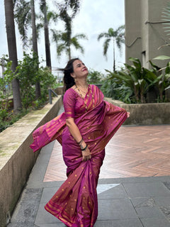 Narayanpeth Silk Saree with Stitched Blouse – Traditional Marathi Look
