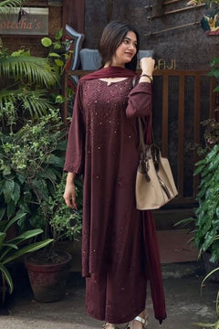 Noor Mocha Chikankari Kurta Set