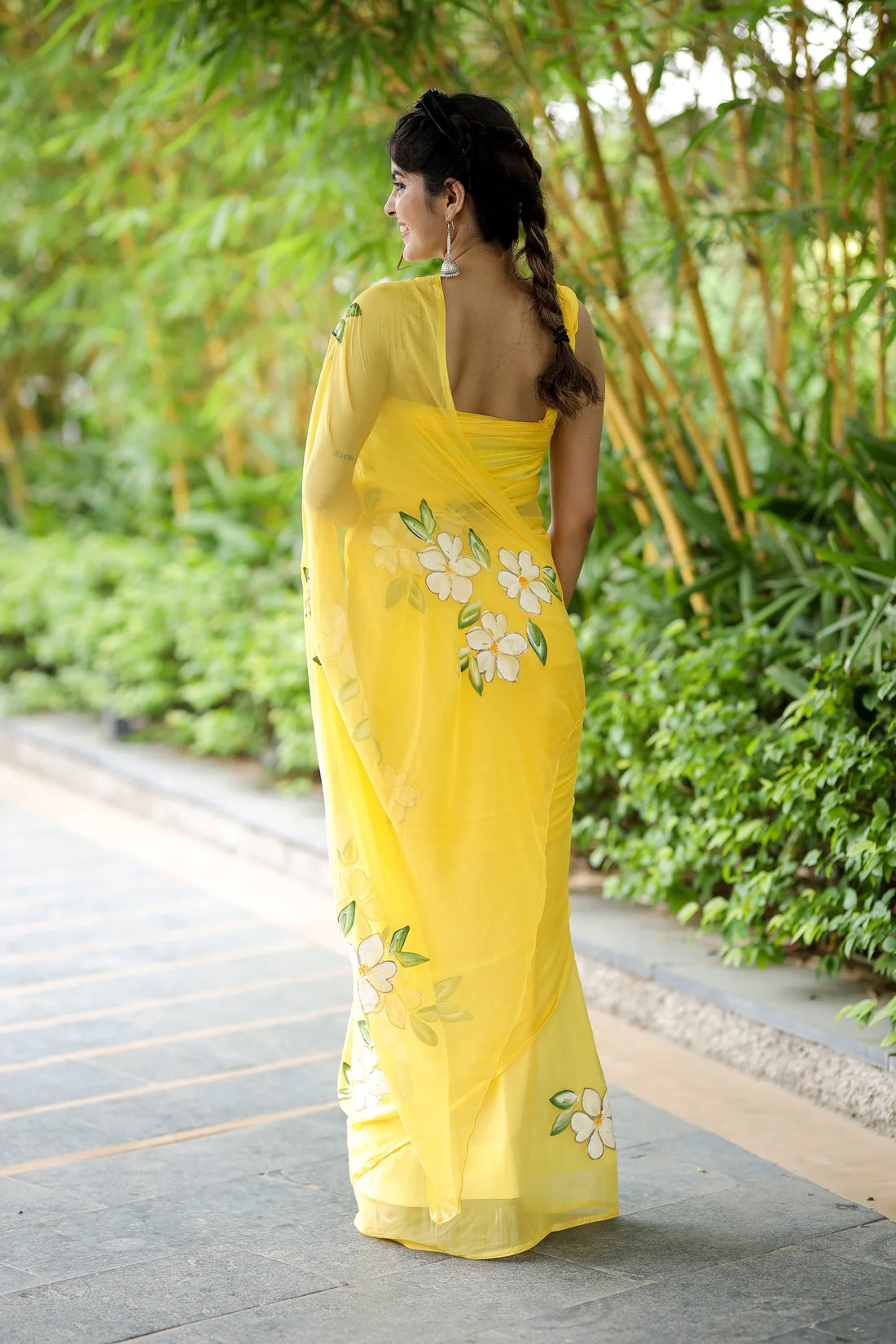 Surya Gul Hand-Painted Pure Chiffon Saree