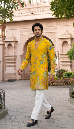 Sunehri Gulshan Embroidered Men’s Silk Kurta