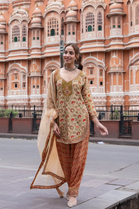 Beige Festive Farshi Salwar Set