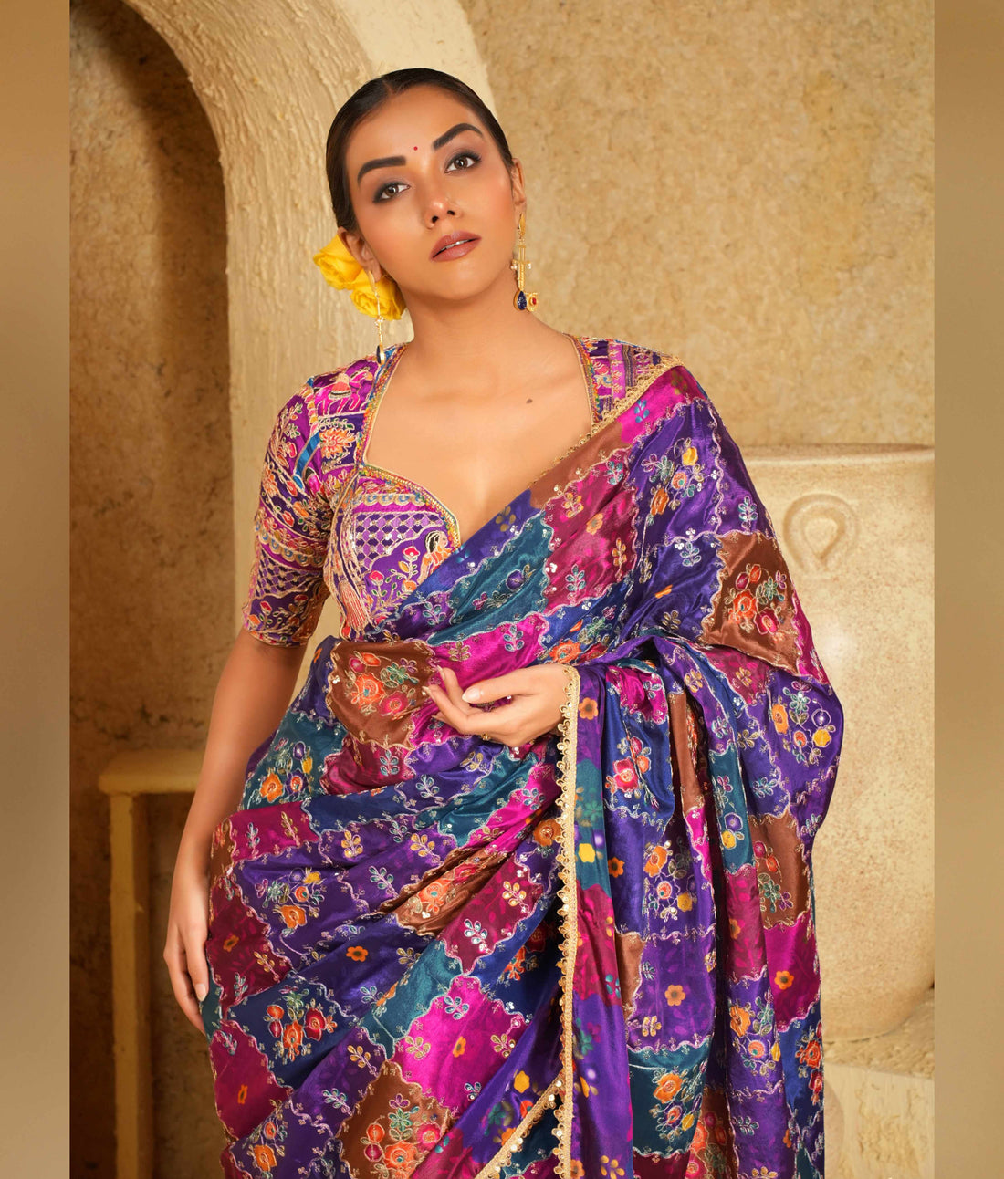 Golden zari work blouse