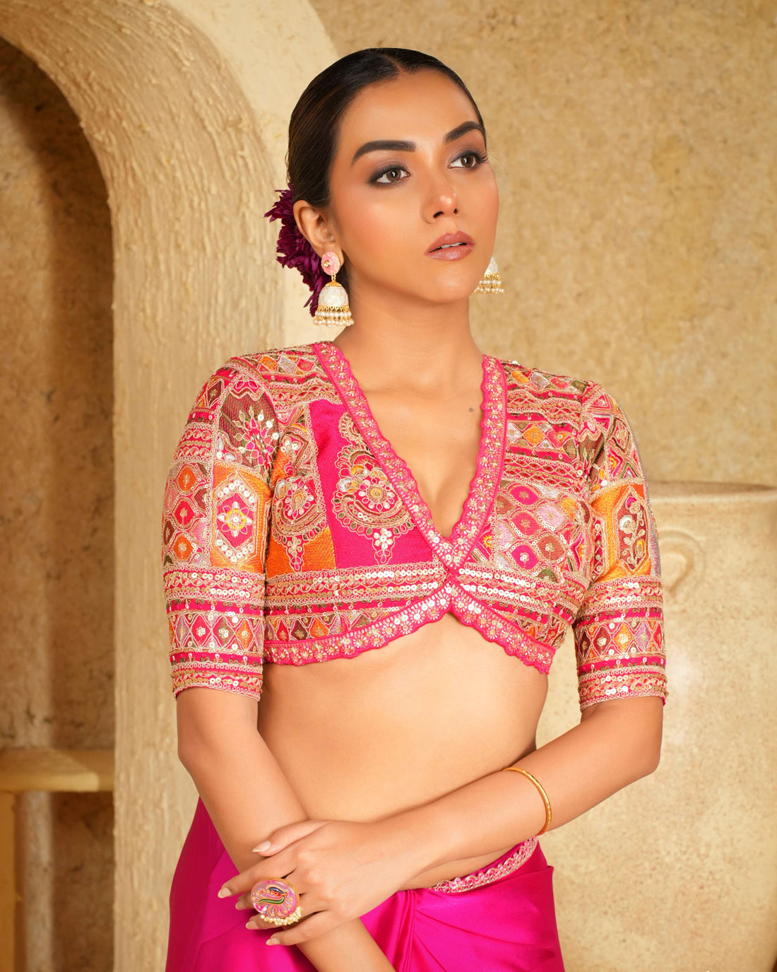 Deep pink georgette blouse