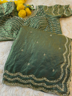 Garnet Red Fendy Silk Saree with blouse - By Reet Lifestyle