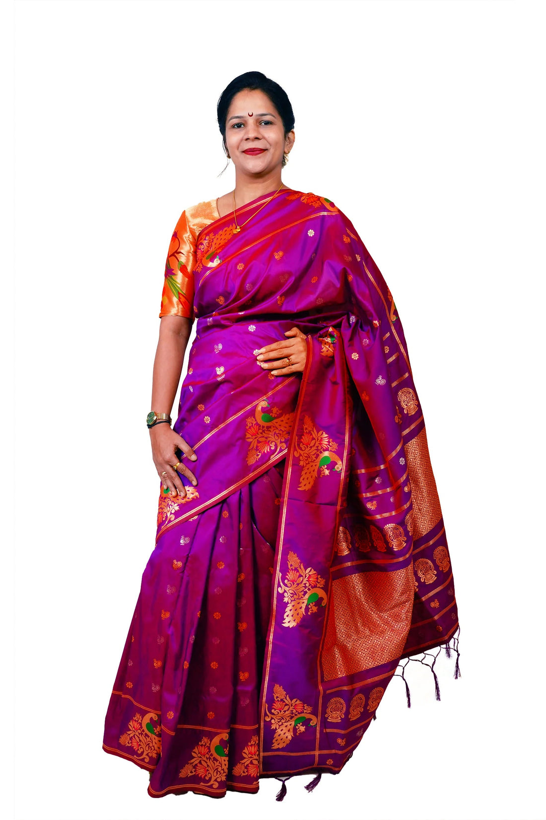 Pure Silk Paithani Saree with Peacock Zari