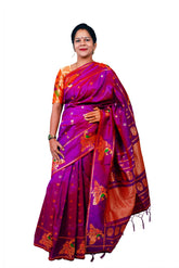 Pure Silk Paithani Saree with Peacock Zari