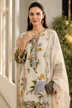 Women's Festive Ivory Embroidered Suit Set
