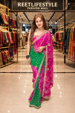 Bandhej Katdana Handwork Saree
