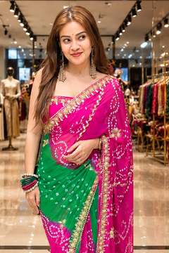 Bandhej Katdana Handwork Saree