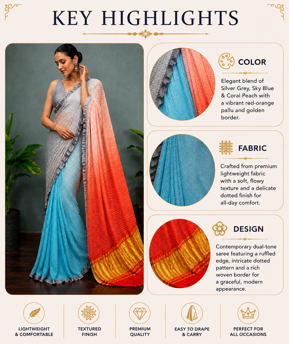 Gujrati Gaji Silk Rasmandal Bandhej saree with blouse