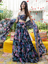 Faux Georgette Zari Lace Lehenga Set