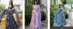 Faux Georgette Zari Lace Lehenga Set