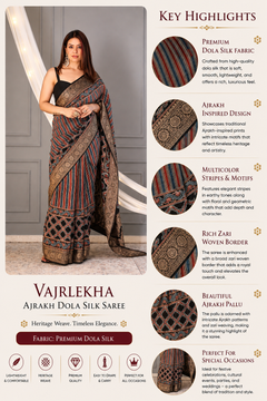 Vajrlekha Ajrakh Dola Silk Saree