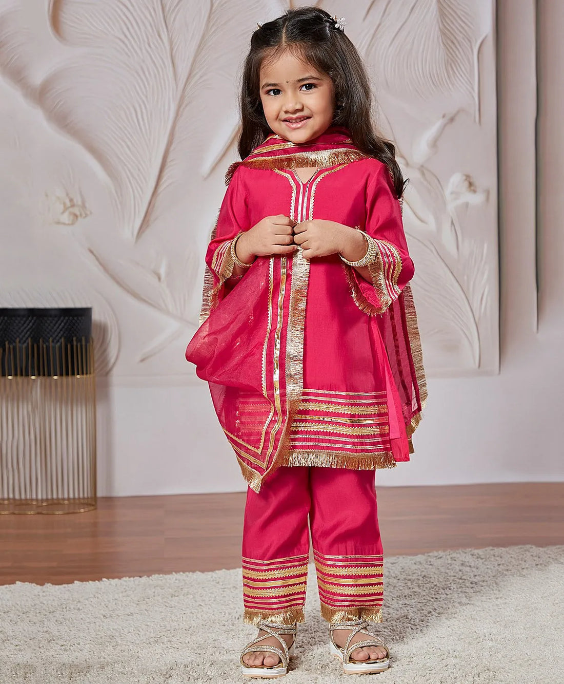 Yellow Silk Blend Lace Kurta Pant Set